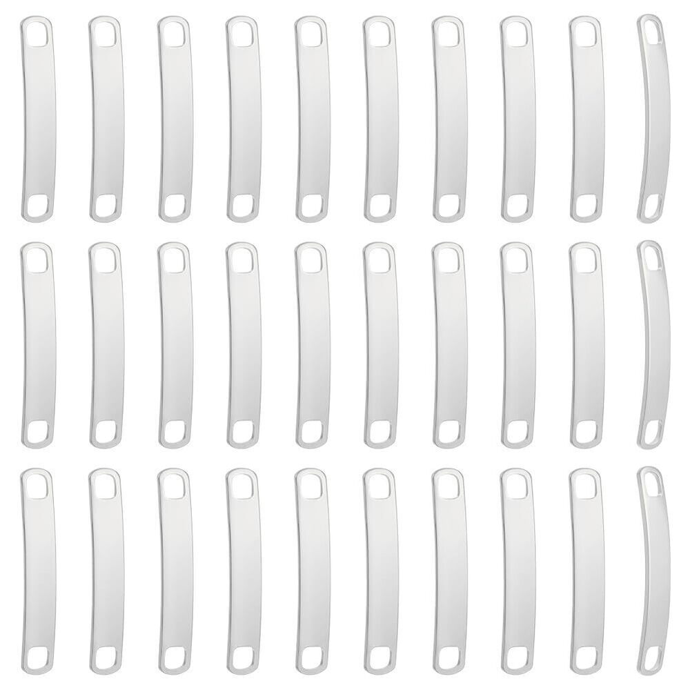 9219 100Pcs Stamping Blank Tag Stainless Steel Curved Link Pendant